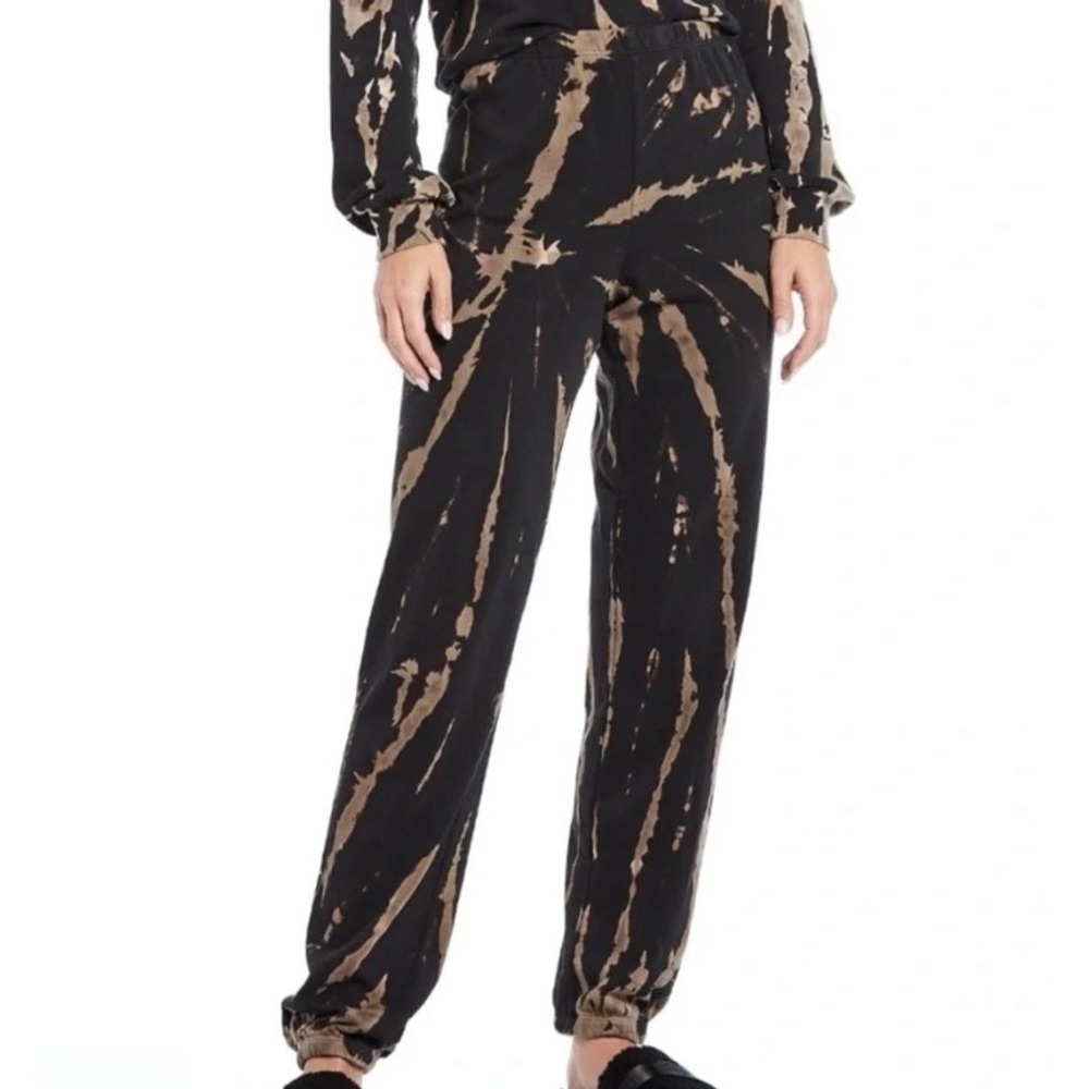 WILD FOX Boneyard Easy Sweats BLACK/BROWN TIE DYE Joggers Sweatpants Pants XS